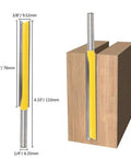 Two Piece Extra Long Straight Router Bit Set With One Quarter Inch Shank, Double Flute Grooving Bits For Trimming And Milling, product dimensions visible