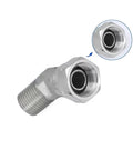 Badass 45 Hydraulic Pipe Fitting Connector Adapter Coupler Male Thread 45 Degree Sizes 1/4 3/8 1/2 3/4 1 1/4 1 1/2 Inches on white