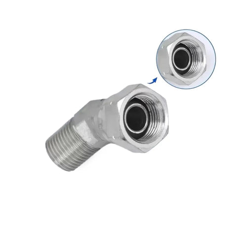 Badass 45 Hydraulic Pipe Fitting Connector Adapter Coupler Male Thread 45 Degree Sizes 1/4 3/8 1/2 3/4 1 1/4 1 1/2 Inches on white