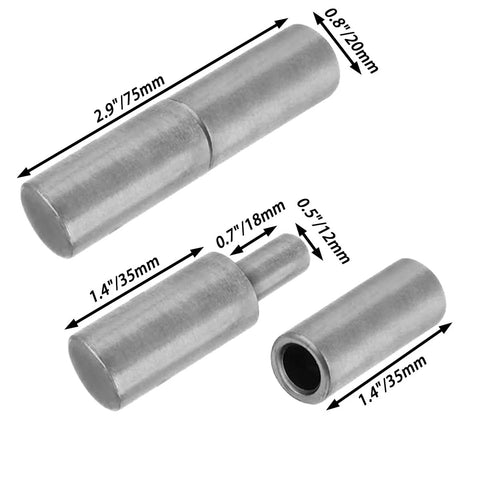 4 Pack Beefy Weldable Barrel Hinges For Trailer Doors 3 Inch By 0.75 Inch Heavy Duty Steel Detachable Weld On Bullet Door Hinges For Ramp Gates And Swing Doors Supports Up To 700 Pounds