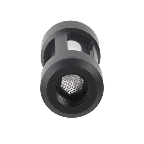 Brass And Acrylic Water Cooling Filter With Four Clear Windows For Pc Build G1/4 Threads double internal port design, top view.