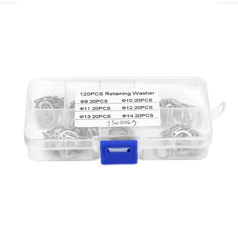 Stainless Steel Retaining Ring Set 120Pc Kit Snap Ring Circlip Assortment 9Mm To 14Mm With Box visible from top view