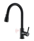 GIMILI Touchless Kitchen Faucet with Pull Down Sprayer in black finish, showcasing sensor for touchless operation.