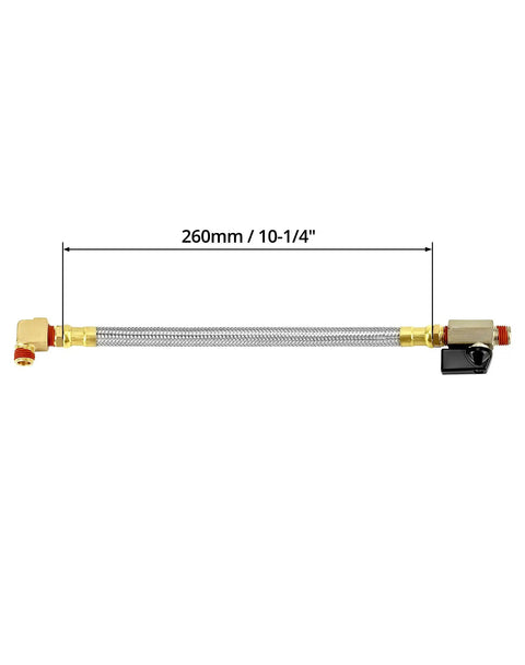 Two Pack Extended Tank Drain Valve Kit For Air Compressors With Ten Inch Drain Hose And One Quarter Inch NPT Threads shown