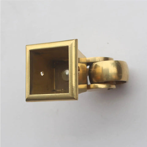 Heavy Duty Brass Caster Wheels For Furniture Slick Polished Gold Vintage Casters square cup mount detail with swivel rotation.