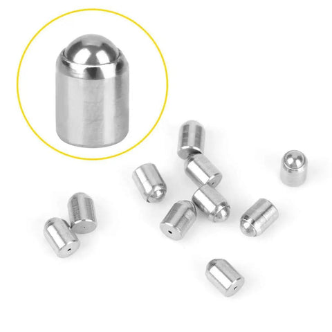 Hella Tough 304 Stainless Steel Ball Plungers 100 Pc Kit Two Millimeter By Three Millimeter Spring Detents With Five Newton Grip showing a polished plunger.