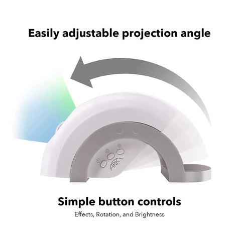 Ark Lite LED Aurora Projector With Laser Nebula And Galaxy Lighting showing adjustable angle and button controls