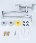 Chrome Pot Filler Faucet For Hot And Cold Water Wall Mounted Kitchen Folding Faucet Over Stove Solid Brass Dual Handle With Precise Temperature And Flow Control Modern Style, components and accessories