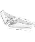 Diagram of Plastic Hydrofoil Stabilizer Fins for 4 to 50HP Outboard Motors with dimensions and stainless hardware