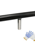 12-inch lathe tool rest with 1-inch post; stainless steel post, black rest, includes a pair of gloves