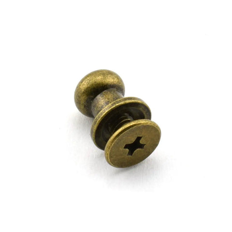 30 Pack Brass Head Chicago Screws With Nickel Plating, slotted round head binding post in brass finish for leathercraft.