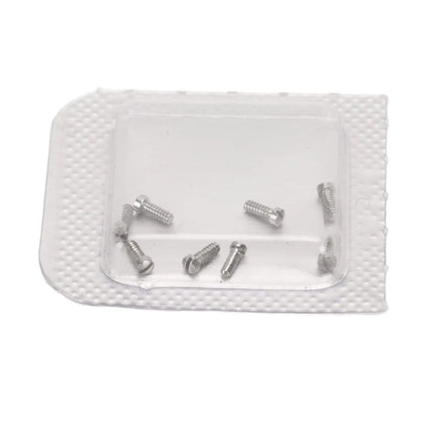 Micro Watch Repair Screws Stainless Steel Back Cover Hardware 8 Piece Set displayed in clear packaging on a white background.
