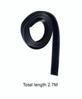 Rowing Machine Tension Rope Accessory For Home Gym Workouts, 270 cm black nylon belt, rolled with 2.7M text visible underneath.