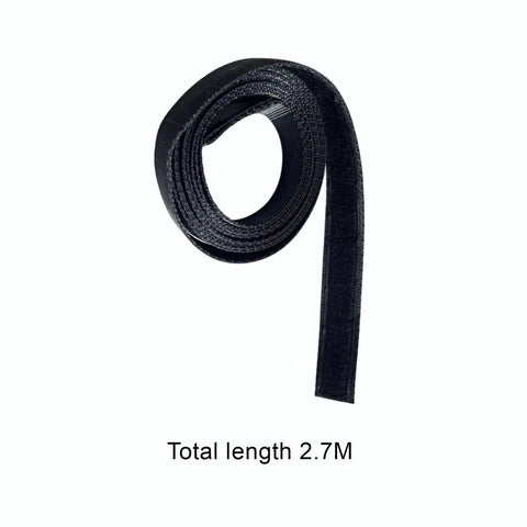 Rowing Machine Tension Rope Accessory For Home Gym Workouts, 270 cm black nylon belt, rolled with 2.7M text visible underneath.
