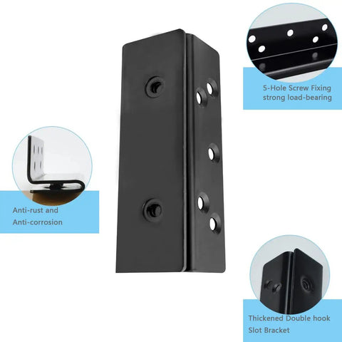 Heavy Duty Bed Frame Brackets Set Of Two With Screws Built Dang Strong Double Hook Headboard Connectors For Wooden Beds, close-up view.