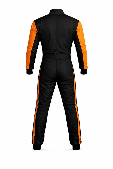Back view of Go Kart Racing Suit Built For All Riders Water Resistant Digital Print Breathable Fabric Ergonomic One Piece Design