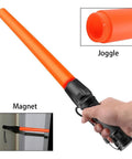 16 Inch Orange LED Traffic Wand With Cone Flashing Modes Safety Signal Work Light Handheld Flashlight Magnetic Base