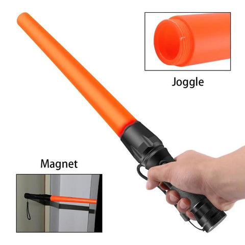 16 Inch Orange LED Traffic Wand With Cone Flashing Modes Safety Signal Work Light Handheld Flashlight Magnetic Base