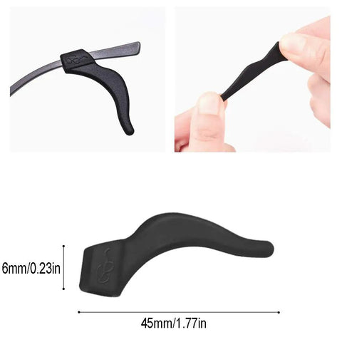 Anti Slip Eyeglass Ear Grips Set With Soft Silicone Retainers For Glasses, Sunglasses, And Specs, 45mm size close-up