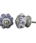 Top Tier Set Of One Hundred Purple Leaf Ceramic Drawer Knobs For Kitchen Cabinets And Dressers Rust Free Luxury Hardware Easy Peasy To Install, two purple leaf ceramic cabinet knobs with chrome bases.
