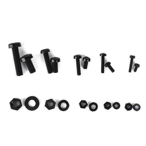 Nylon Screw Nut Washer Set M2 M2.5 M3 M4 M5 270 Piece Black Assortment Kit for electronics and DIY projects displayed on white background.