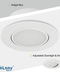Dope 4 Inch LED Recessed Gimbal Lights 10 Pack With Junction Box Dimmable 9W 750LM Airtight Five Color Temperature Selectable