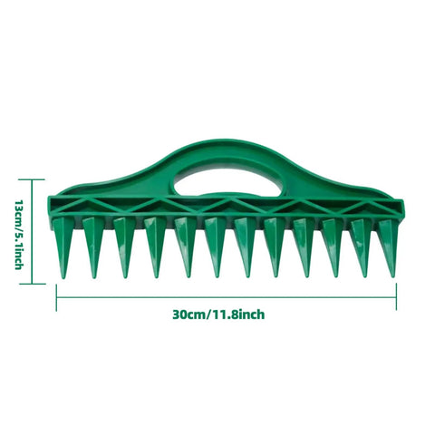 Green 8 In 1 Hand Held Seed Spreader And Planter Tool With Fertilizer Dispenser Seed Hole Maker Seed Spacer 30cm x 13cm
