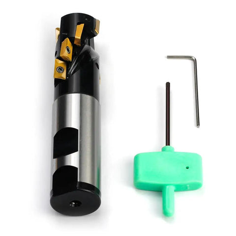 Heavy Duty 1 Inch Shank Indexable End Mill For Rugged Milling, 1 Inch Cutting Diameter, TiN Coated Carbide Inserts with tools