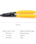 Fiber Optic Tool Kit For Cold Connection And Cleaving, CFS2 Style Stripper And Coating Plier, 165mm length, yellow handle