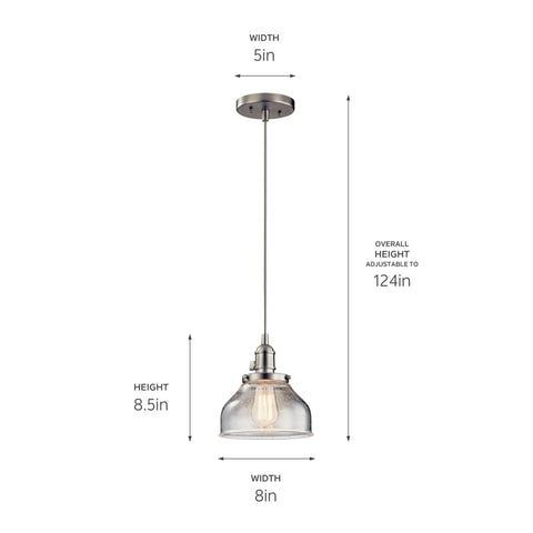 One Light Bell Pendant With Clear Seeded Glass In Brushed Nickel For Kitchen Island Or Dining Area Adjustable Cord Dimensions