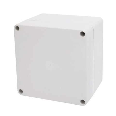 Electrical Panel Box 120x120x90mm ABS Plastic Enclosure with rustproof metal mounting holes, front view.