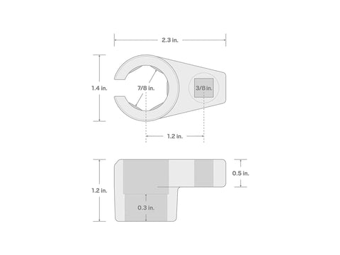 Three Eighth Inch Drive Oxygen Sensor Socket With Seven Eighths Inch Offset, Six Point, Side Access For Oxygen Sensors, Easy Removal And Installation, Compatible With Any Three Eighth Inch Drive Ratchet Or Breaker Bar