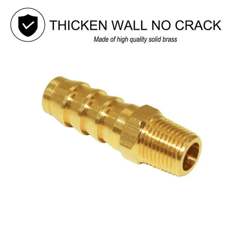 5 Piece Hose Barb Fittings Kit One Quarter Inch Barb To One Quarter Inch NPT Male Brass Adapter Connector With Hose Clamp Durable