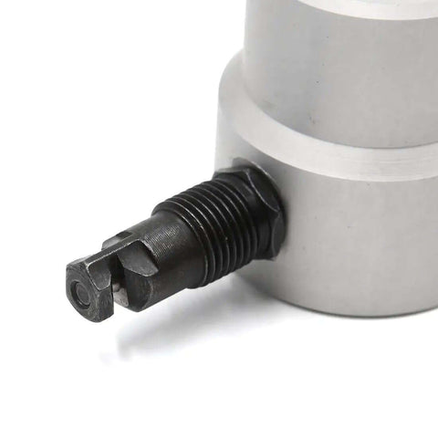 Close-up of Heavy Duty Double Head Metal Sheet Nibbler and Hole Cutter Tool Kit head, showing cutting mechanism.