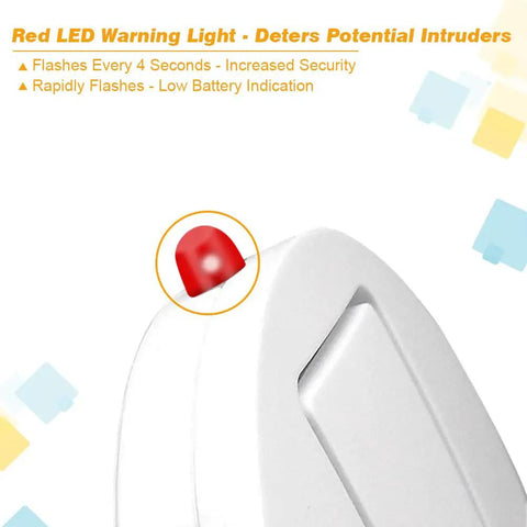 Window Alarm System 4 Pack Ultra Loud 120dB Alarms With Advanced Vibration Sensors For Glass Break Detection Ideal For Home Office Garage RV Dorm And Sliding Or Traditional Windows Includes Low Battery LED Indicator, red LED warning light