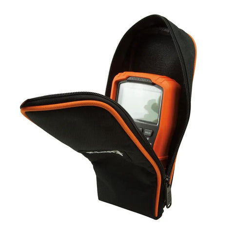 Heavy Duty Multimeter Carrying Case With Rugged 600D Nylon Material And Secure PVC Zipper, holding a digital meter.