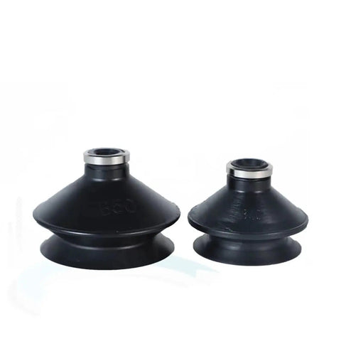 10 Piece Manipulator Vacuum Chuck Set Zp B Series 06-50B Organ Style Pneumatic Actuator With Automatic Vacuum Pad In Black, two black vacuum pads