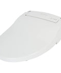 Dead Quiet Elongated Bidet Toilet Seat Delivers Endless Warm Water And A Self Cleaning Brushless Nozzle For Serious Hygiene, in white.