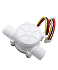 Water Flow Sensor Flowmeter Hall Effect Switch For DC 5-18V 1/2 Inch 3/4 Inch 1 Inch 2 Inch Lines Liquid Flow Meter Switch For DIY Projects And Industrial Use At Home And In The Shop, white plastic threaded body with wires