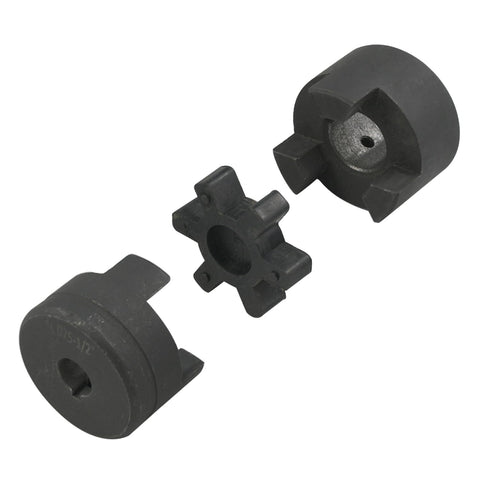 Half To Three Quarter Inch Bore Flexible L-Jaw Shaft Coupling Set Three Piece L075 Coupler Kit For Log Splitters And Power Transmission Equipment Ready to install 3-piece cast iron set