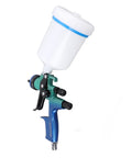 This Savage HVLP Spray Gun Slays On Cabinets And Cars With A 600ml Cup And 1.3mm Nozzle in green and blue.