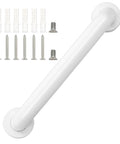 Straight Up Solid Stainless Steel Twelve Inch Bathroom Safety Grab Bar With Smooth Anti Slip Grip Perfect For Elderly Seniors Total Lifesaver Support Handle Easy Peasy Setup with installation screws and anchors