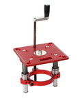 Heavy Duty Aluminum Router Lift Base With Precision Router Table Insert Plate For Woodworking Table Saw And Trimmer Machine, red with adjustable handle.