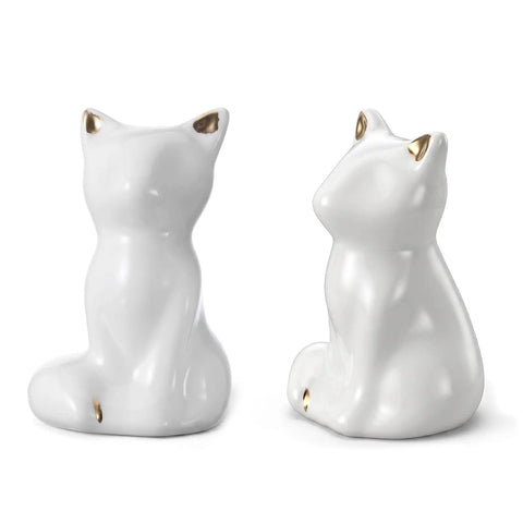 Level Up Your Bathroom Vibe With This Dope Set Of Ceramic Cat Toilet Bolt Covers And Floor Screw Caps Rust Proof Maximalist Accent For Hiding Ugly Base Screws Forever. White porcelain cat figures with gold accents.