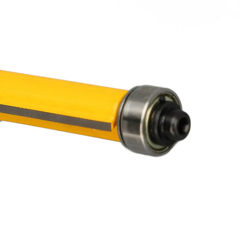 Cool Flush Trim Router Bit Set With 1/4 Inch Shank Plus Heavy Duty 1/2 Cut Diameter showing shank detail and bearing.