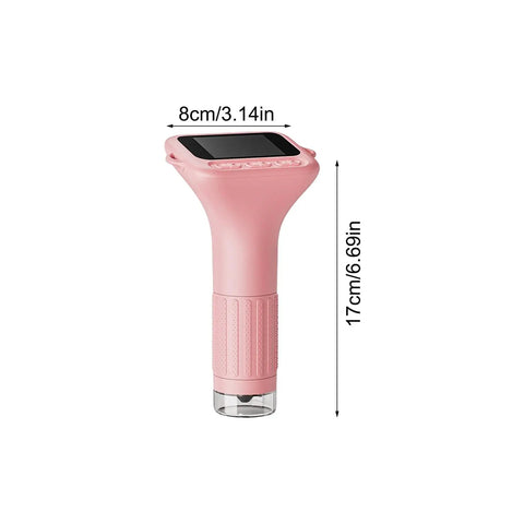 Pink Portable Handheld Microscope For Kids With High Magnification, Lightweight Classroom Science Tool dimensions shown