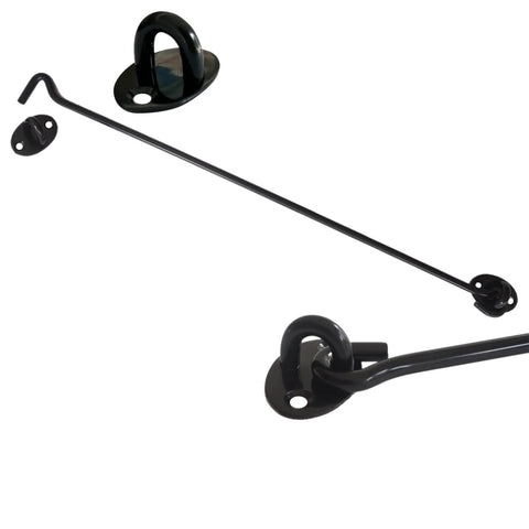 16 Inch Barn Door Hook And Eye Latch Set Heavy Duty Stainless Steel Privacy Lock No Brainer Install For Fence Shed Door Black Finish Sliding Door Hardware With Screws 2 Pack