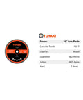 10 Inch 120-Tooth Miter Saw Blade With 1 Inch Arbor Pro Grade Ultra Fine Finish for woodworking, showing blade specs and brand.