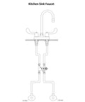 Diagram of kitchen sink showing installation of under counter thermostatic mixing valve three eighths inch brass lead free body.