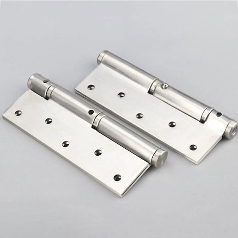 Self-Closing Stainless Steel Door Hinges Set 2-Pack, Quiet Heavy-Duty Hardware For Your Doors, Rust-Resistant Silver Hinges